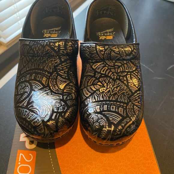 Dansko Black and Silver Paisley Clogs - Picture 2 of 5